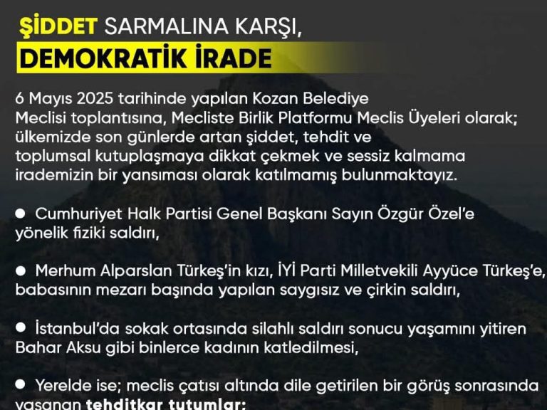 CHP’li Kozan Meclis Üyelerinden Sessiz Protesto: “Şiddet Sarmalına Karşı Susmayacağız”