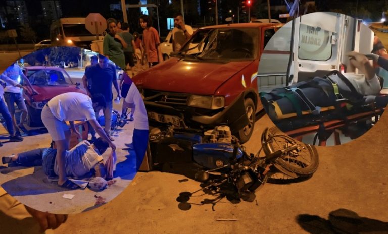 Kozan’da Otomobil Motosiklete Çarptı: 1 Yaralı, Kaza Anı Güvenlik Kamerasında Görüntülendi