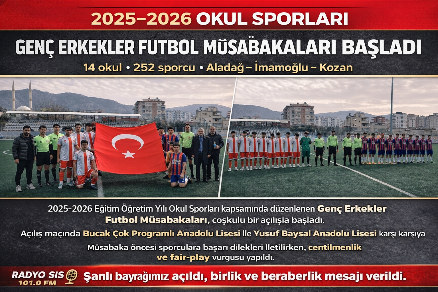 2025–2026 Okul Sporları Genç Erkekler Futbol Müsabakaları Başladı