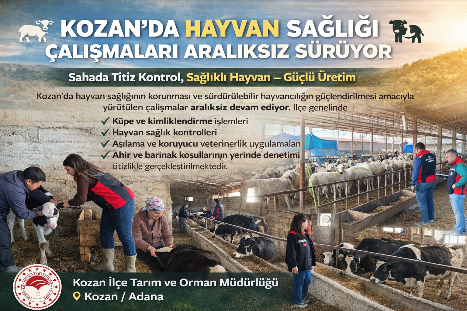Kozan’da Hayvan Sağlığı Çalışmaları Aralıksız Sürüyor
