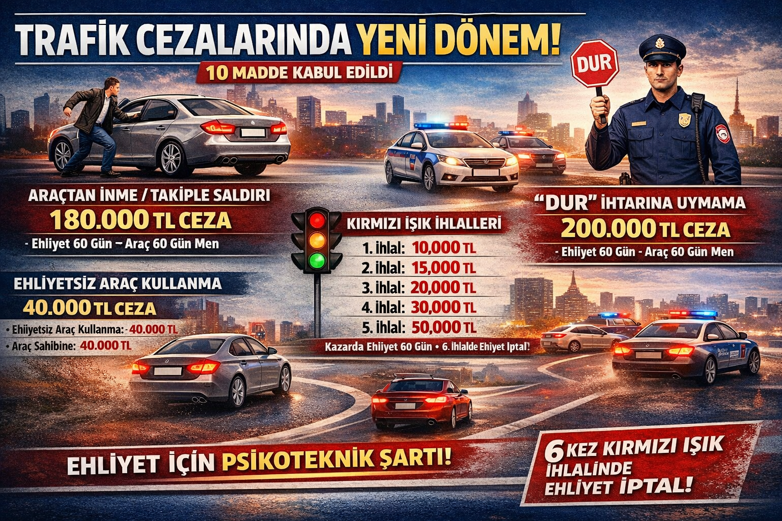 Trafik Cezalarını Artıran Teklifin 10 Maddesi Kabul Edildi