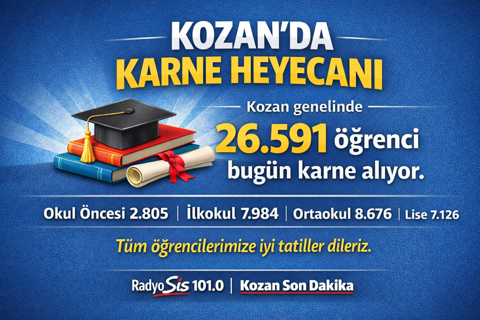 Kozan’da 26 Bin 591 Öğrenci Karne Alıyor